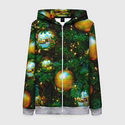 Женская толстовка на молнии Новогодние украшения на ветках