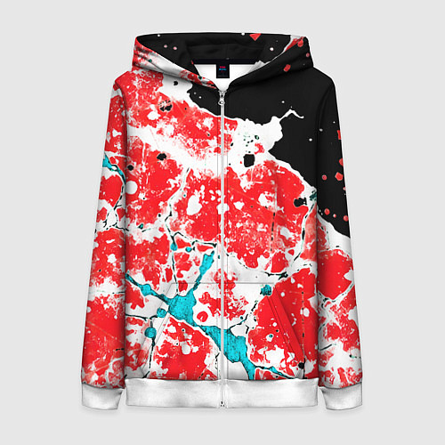 Женская толстовка на молнии Сине красная абстракция на чёрном фоне / 3D-Белый – фото 1