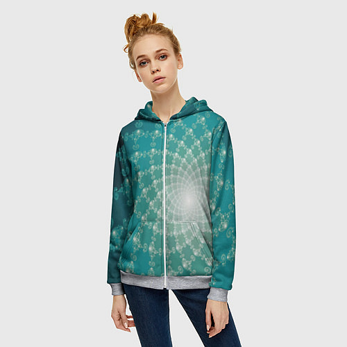 Женская толстовка на молнии Фрактальная абстракция / 3D-Меланж – фото 3