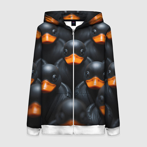 Женская толстовка на молнии Черные уточки / 3D-Белый – фото 1