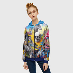 Толстовка на молнии женская Урбанистический сон - сюрреализм, цвет: 3D-синий — фото 2