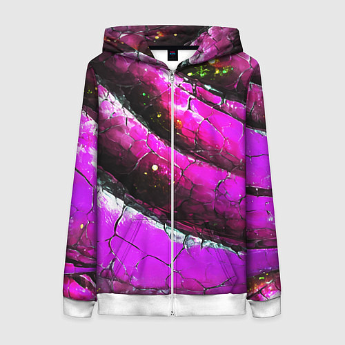 Женская толстовка на молнии Розовая волнистая абстракция / 3D-Белый – фото 1