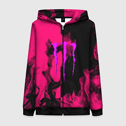 Женская толстовка на молнии Monster energy fire pink