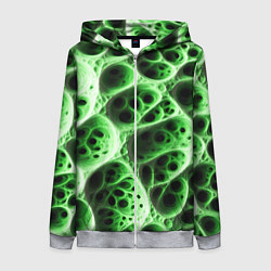 Женская толстовка на молнии Зелёная пористая структура