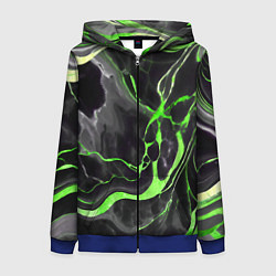 Женская толстовка на молнии Зелёно-чёрный мрамор
