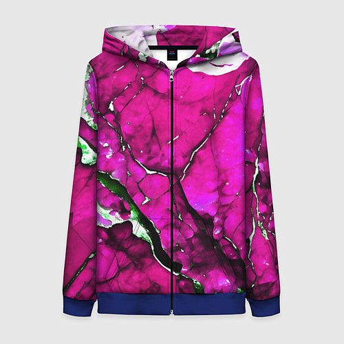 Женская толстовка на молнии Розовый треснувший камень / 3D-Синий – фото 1