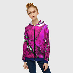 Толстовка на молнии женская Розовый треснувший камень, цвет: 3D-синий — фото 2