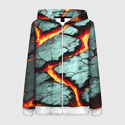 Толстовка на молнии женская Треснувший камень жёлтый, цвет: 3D-белый