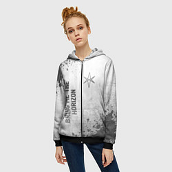Толстовка на молнии женская Bring Me the Horizon - white gradient вертикально, цвет: 3D-черный — фото 2
