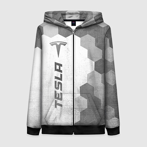 Женская толстовка на молнии Tesla - white gradient по-вертикали / 3D-Черный – фото 1