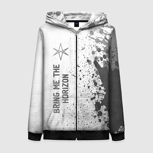 Женская толстовка на молнии Bring Me the Horizon - white gradient по-вертикали / 3D-Черный – фото 1