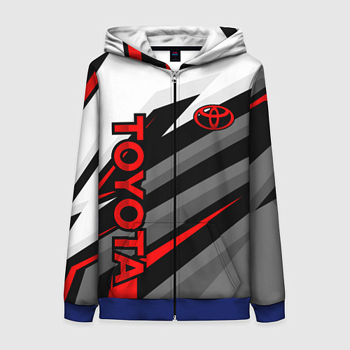 Женская толстовка на молнии Toyota - белый и красный / 3D-Синий – фото 1