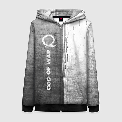 Женская толстовка на молнии God of War - grey gradient по-вертикали / 3D-Черный – фото 1