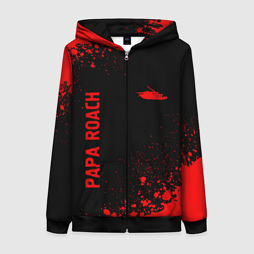 Женская толстовка на молнии Papa Roach - red gradient вертикально / 3D-Черный – фото 1