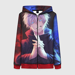 Толстовка на молнии женская Аниме - магическая битва, цвет: 3D-красный