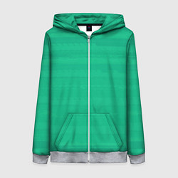 Женская толстовка на молнии Изумрудный зелёный однотонный с полосами