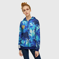 Толстовка на молнии женская Синий узорный камуфляж, цвет: 3D-синий — фото 2