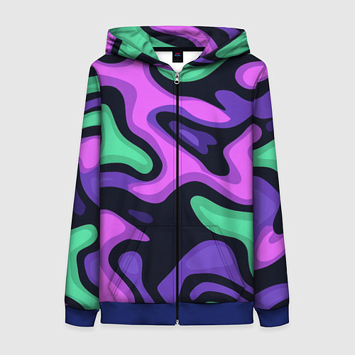 Женская толстовка на молнии Разноцветный эмоциональный камуфлляж / 3D-Синий – фото 1