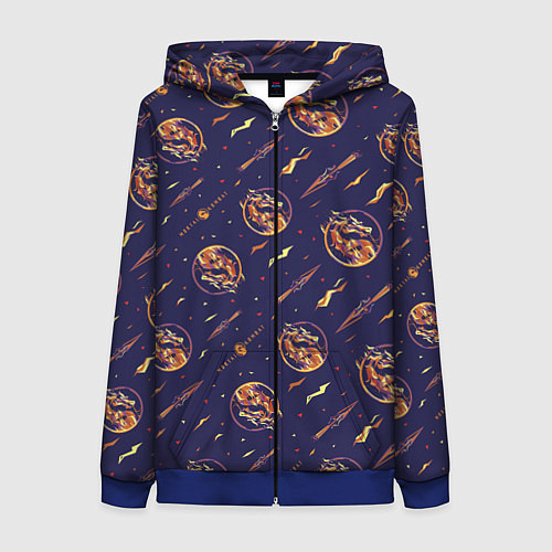 Женская толстовка на молнии Mortal Kombat logo pattern / 3D-Синий – фото 1