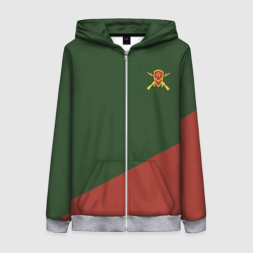 Женская толстовка на молнии Мотострелковые войска: герб со щитом / 3D-Меланж – фото 1