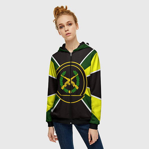 Женская толстовка на молнии Мотострелковые войска: шеврон без текста / 3D-Черный – фото 3