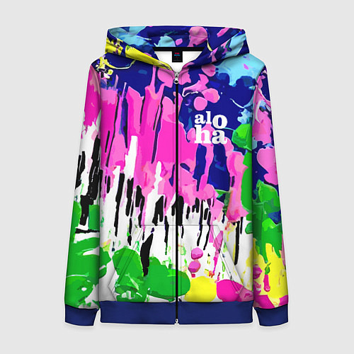 Женская толстовка на молнии Colorful abstraction - aloha / 3D-Синий – фото 1