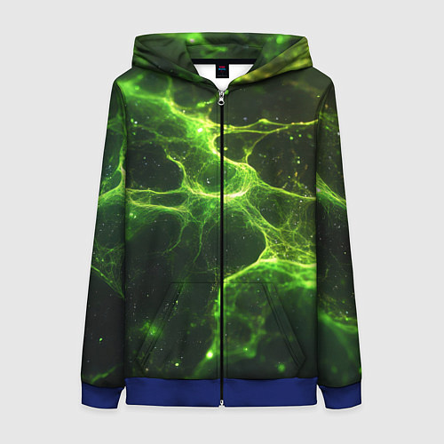 Женская толстовка на молнии Зеленые волокна текстура / 3D-Синий – фото 1