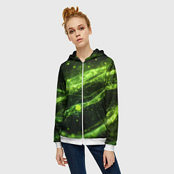 Толстовка на молнии женская Текстура зеленая жидкость, цвет: 3D-белый — фото 2
