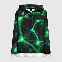 Женская толстовка на молнии Зеленый нейроны