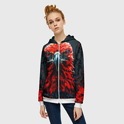 Толстовка на молнии женская Атланта Хокс красный орел, цвет: 3D-белый — фото 2