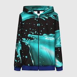 Женская толстовка на молнии Разрыв голубой краски