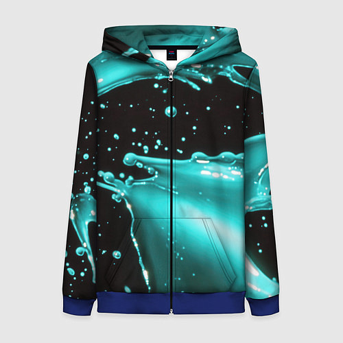 Женская толстовка на молнии Разрыв голубой краски / 3D-Синий – фото 1