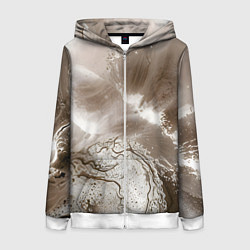 Толстовка на молнии женская Песок и вода, цвет: 3D-белый