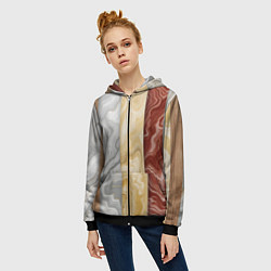 Толстовка на молнии женская Мрамор и дерево, цвет: 3D-черный — фото 2