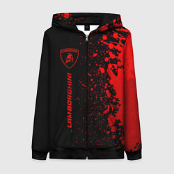 Толстовка на молнии женская Lamborghini - red gradient по-вертикали, цвет: 3D-черный