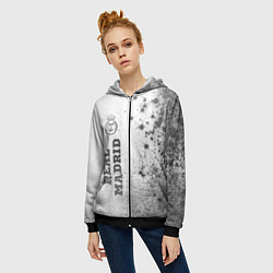 Толстовка на молнии женская Real Madrid - white gradient по-вертикали, цвет: 3D-черный — фото 2