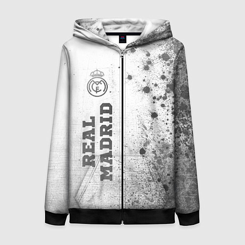 Женская толстовка на молнии Real Madrid - white gradient по-вертикали / 3D-Черный – фото 1
