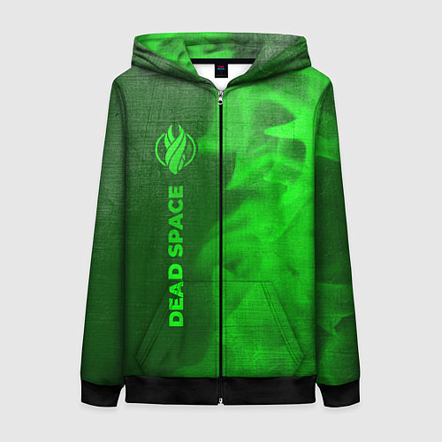 Женская толстовка на молнии Dead Space - green gradient по-вертикали / 3D-Черный – фото 1