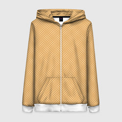 Толстовка на молнии женская Песочный жёлто-бежевый однотонный текстура лоскуты, цвет: 3D-белый