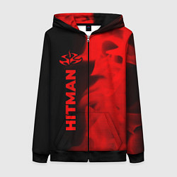 Толстовка на молнии женская Hitman - red gradient по-вертикали, цвет: 3D-черный