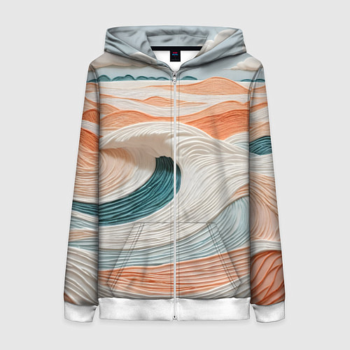 Женская толстовка на молнии Персиковые волны / 3D-Белый – фото 1