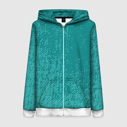 Женская толстовка на молнии Джинс с потертостями-зеленый / 3D-Белый – фото 1