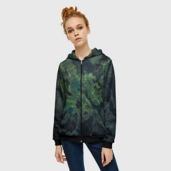 Толстовка на молнии женская Абстракция - green camouflage background, цвет: 3D-черный — фото 2