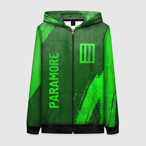 Женская толстовка на молнии Paramore - green gradient вертикально / 3D-Черный – фото 1