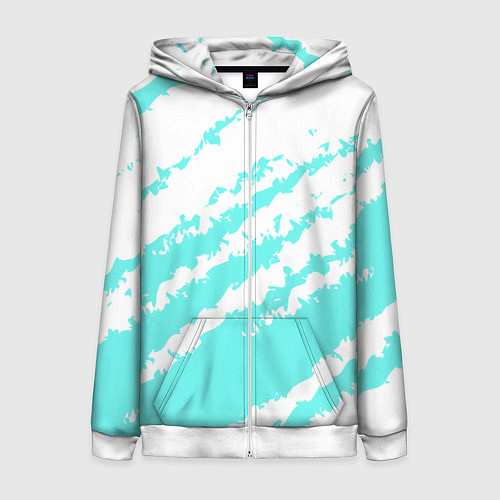 Женская толстовка на молнии The color is light blue and white / 3D-Белый – фото 1