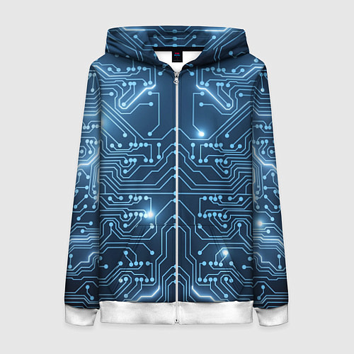Женская толстовка на молнии Системная плата / 3D-Белый – фото 1