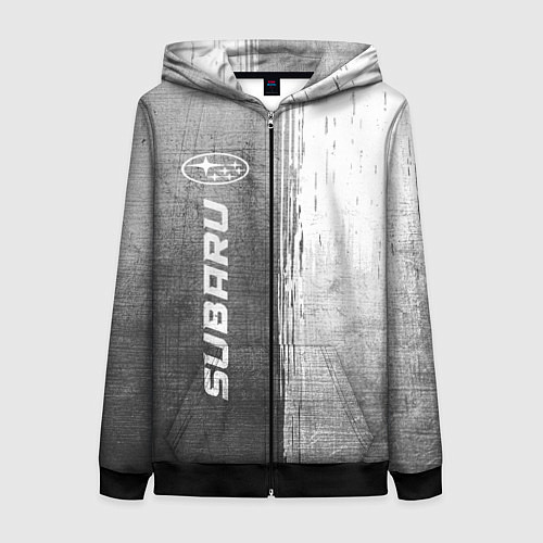 Женская толстовка на молнии Subaru - grey gradient по-вертикали / 3D-Черный – фото 1