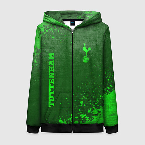 Женская толстовка на молнии Tottenham - green gradient вертикально / 3D-Черный – фото 1
