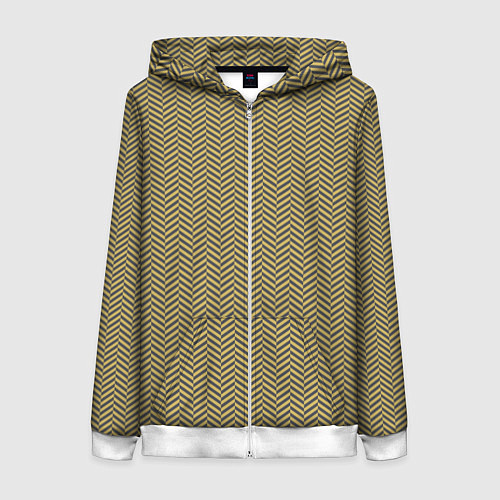 Женская толстовка на молнии Геометричный узор ёлочка / 3D-Белый – фото 1
