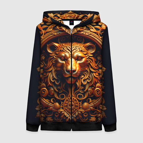 Женская толстовка на молнии Лев узор / 3D-Черный – фото 1